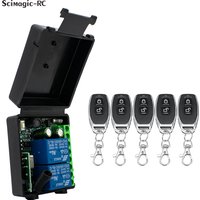 12V/24V 6-30V 433MHz 2 Channel Wireless Relay Switch + Two Button Remote Learn Code for Garage Door Light Curtain Control
