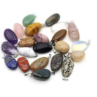 5PC Natural Stone Pendant Crystals Amethyst Rose Quartz Smooth Polished Gemstone Charms for Jewelry Making DIY Necklace Earrings