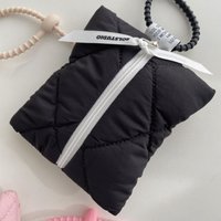 Mini Quilted Cotton Cosmetic Bag Solid Color Zipper Travel Coin Purse Soft Portable Small Storage Pouch Zipper Fashion