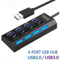 High Speed 4 Ports USB HUB 2.0 Adapter Expander Multi USB Splitter Multiple Extender With LED Lamp On/Off Switch For PC Laptops