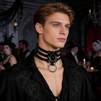 Gothic Adjustable PU Leather Choker with Metallic Studs for Daily Wear, Parties, Holiday Festivities,Party Accessory