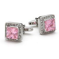 Cufflinks for Men TOMYE XK21S020 Luxury Pink Zircon Square Copper Silver Color Button Dress Shirt Cuff Links Jewelry