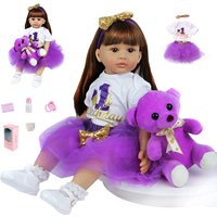 Reborn Toddler Dolls 24 inch 60cm Soft Silicone Vinyl Realistic Reborn Dolls Girls with Long Hair