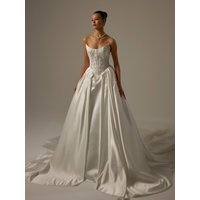 Luxury Satin A-Line Wedding Dresses Appliques Strapless Bridal Dresses Long Tail Plus Customized 2026 Robe de mariée