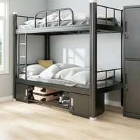 Upper and lower bunk iron frame bed Double staff wrought iron bunkbed Elevated bedSchool dormitory High and lobed Student do