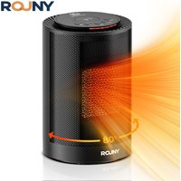 Przenośny elektryczny grzejnik biurkowy, 80 ° Oscylacyjny, ceramiczny grzejnik PTC o mocy 1200 W do sypialni, biura, ogrzewania wnętrz, czarny