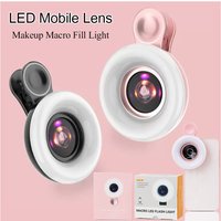 2 in 1 HD Mobile Macro Lens 15X Zoom Magnifier with LED Light Hands-Free Phone Clip Lens for Smartphone Photography Accessories