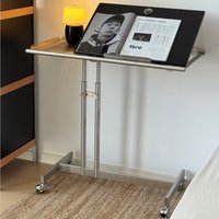 MOMO Medieval Movable Solid Wood Storage Cart Baohaus Living Room Lifting Side Table Stainless Steel Home Music Score Rack