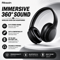 Riksoin Wireless Over Ear Headphones Bluetooth 5.4 40H Battery HiFi Stereo Bass Headset with Mic Comfortable Fit for Phone PC