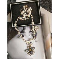 Korean Long Crystal Bee Pearl Necklace Pendants For Women