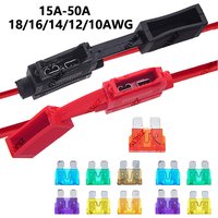 15A-50A 3A 4A ATC Medium Blade Waterproof Fuse Holder For Automobile 32V 18/16/14/12/10AWG Standard Fuse Insert 5A 7.5A 10A