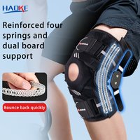 Hinged Knee Brace With 4 Reinforced Springs Dual Support Plate Adjustable Sports Knee Protector For Running Basketball