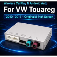 New Original Decoder Interface Box for VW Touareg RNS850, 8-inch Screen, 2011–2017; Supports Wireless CarPlay, Android Auto, MirrorLink, AirPlay, GPS, and Bluetooth Navigation.