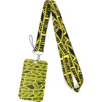 Warning Caution Signs Key lanyard Car KeyChain ID Card Pass Gym Mobile Phone Badge Kids Key Ring Holder Jewelry Decorations Gift