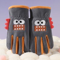AliExpress NONE Autumn Winter Children's Gloves Cycling Cute Cartoon Warm Boy Girl Gloves Fleece Windproof Pupil Soft Outdoor Play Kids Gloves