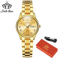 Fate Love 819 classiques femmes montre en acier inoxydable lumineux étanche calendrier robe élégante montre à Quartz pour les femmes Original