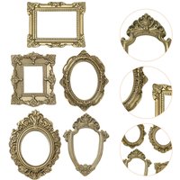 5pcs mini gold Dollhouse Frame Ornament Mini Albums Mini Picture Frame European Retro Picture Frame Exquisite Relief Props