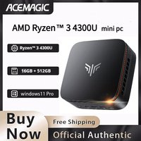 ACEMAGIC Portable Mini PC AMD Ryzen 3 4300U Win11Pro DDR4 16GB SSD 512G WiFi 5 BT4.2 Desktop Suitable for Home/Office Mini PC