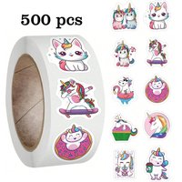 500pcs Unicorn Label Stickers, DIY Decoration Stickers, 1 Inch Self-Adhesive for Party Gift Bags (10 Styles)