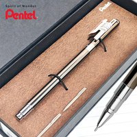 Japan Pentel Metal Ballpoint Pen BL625 Mini Rod Quick Drying Gel Pen 0.5mm Needle Tip Kawaii Stationery Replaceable Black Refill