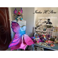 Irelia H Store LOL Faerie Court Seraphine Cosplay Costume for women full set wings microphone Custom size made