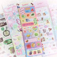 Sweet Animal Stickers Clover Apple Shapes Sparkling Glitter Decals for Journaling Cute Cartoon Scrapbooking Sticker Supplies