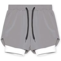 Men's 2 in 1 Running Gym Shorts Breathable Double Layer Quick Dry Fitness Bodybuilding Workout Training Sports