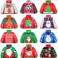 12/24pcs Christmas Candy Box Cloth Shape Chocolate Gift Packaging Box Bag 2024 Merry Christmas Decoration 2025 New Year Supplies