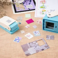 2Pcs/Set Mini/Medium Stamp Punch Square/Rectangular Postage Stamp Punch For Lever Action Paper Crafting Scrapbooking Punche Tool