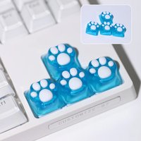 Cute Translucent Cat Paw Keycap blue white Resin Mechanical Keyboard Key Cap Gift Handmade Game Transparency Keycap Button Cap