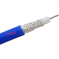 Blue Soft RG142 cable - PUR blue ultra flexible double shielded silver plated wire pure copper RF cable 12.4GHz 50ohm