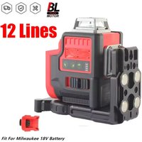 For Milwaukee 18V Battery Laser Level 12 Lines 3D Horizontal & Vertical Green Beams Light Meter Self-Leveling Lasers Tools