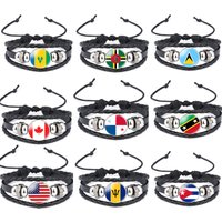 2024 North American Flag Leather Bracelet USA Canada El Salvador Jamaica Haiti Mexico Guatemala Panama Bangles Mens Wristband