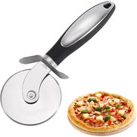 Black Premium Pizza Cutter Wheel, Stainless Steel Sharp Pizza Slicer for Cutting Through Crusts, Pies and More, Easy to Cut