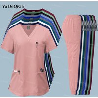 Pink Clinical Uniform Woman Pharmacy Workwear Nurse Uniform Hospital Doctor Oral Dental Surgery Uniforms Medical Scrubs Sets New image 4