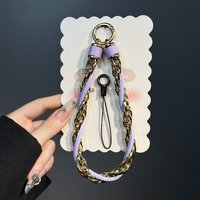 Fashionable Leather Mobile Phone Lanyard Versatile Strong Anti-Lost Metal Chain Short Wrist Handheld Design for Secure Phone Car