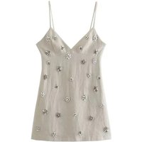 Women Chic Fashion Sleeveless Lnlay Mini Dress Vintage Thin Straps Summer Female Dresses Vestidos Mujer