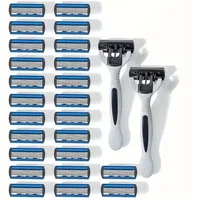 Men's Manual Safety Razor 6-Layer Stainless Steel Blade Replaceable Razor Head Grooming Tool for Smooth Shave