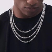 Hip Hop Cuban Chain Necklace for Men Women Punk 3 To 7 MM Stainless Steel Choker Necklace Vintage Jewelry Accessories