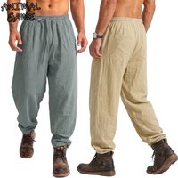 Korean Outdoor Linen Harem Pants Cotton Baggy Pants Loose Casual Sweatpants Breathable Hiking Pants Men's Work Pants Gym Man