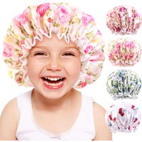Children's Adjustable Double Layer Shower Cap Colored Printed Waterproof Hair Care Baby Sleeping Hat