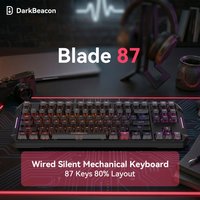 DarkBeacon Silent Mechanical Gaming Keyboard 87 Keys TKL Compact Keyboards with Red Switches Anti-Ghosting for PC Gaming Typing