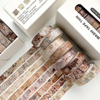 Retro-Style Washi Tape Set, 8 Rolls of Floral and Plaid Patterned Decorative Tape, Suitable for Scrapbooking, Journaling