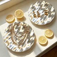 Wavy Silvery Jewelry Display Tray, Irregular Ripple Texture Trinket Plate for Earrings, Rings, Photography Prop Vanity Decor
