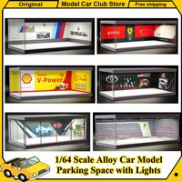1/64 Scale Alloy Car Model Parking Space with Lights USB House Garage Plastic Miniature Diorama DIY Assembly Kit Collection Toys