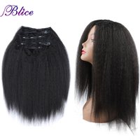 Blice Synthetic Clip In Hairpieces Kinky Straight Women Hair Accessories Heat Resistant Hair Extensions 5Pcs/set Deal