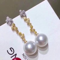 Seiko 925 Silver Natural Pearl Earrings AAAA10-11mm South Sea Pearl Earrings with Stylish Style