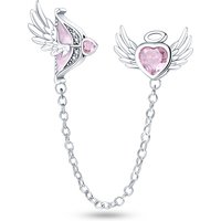 925 Sterling Silver Charms Bead CZ Zircon Angel Wings Safety Chain Fit Original Bracelet DIY Women Jewelry Gift