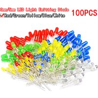 100pcs 3mm 5mm LED Light White Yellow Red Green Blue Assorted Kit DIY LEDs Set electronic diy kit