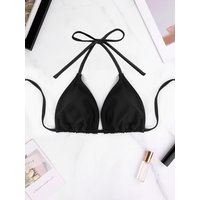 1Pc Women's Sexy Bikini Top Bra Swimsuit Summer Beach Style Solid Color Hanging Neck Bareback Strap Bikini Swimsuit Bra Swimsuit